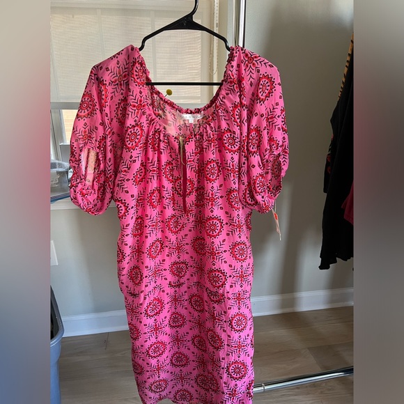 NWT: Silk Ulla Johnson Pink Geometric Dress - Picture 8 of 9